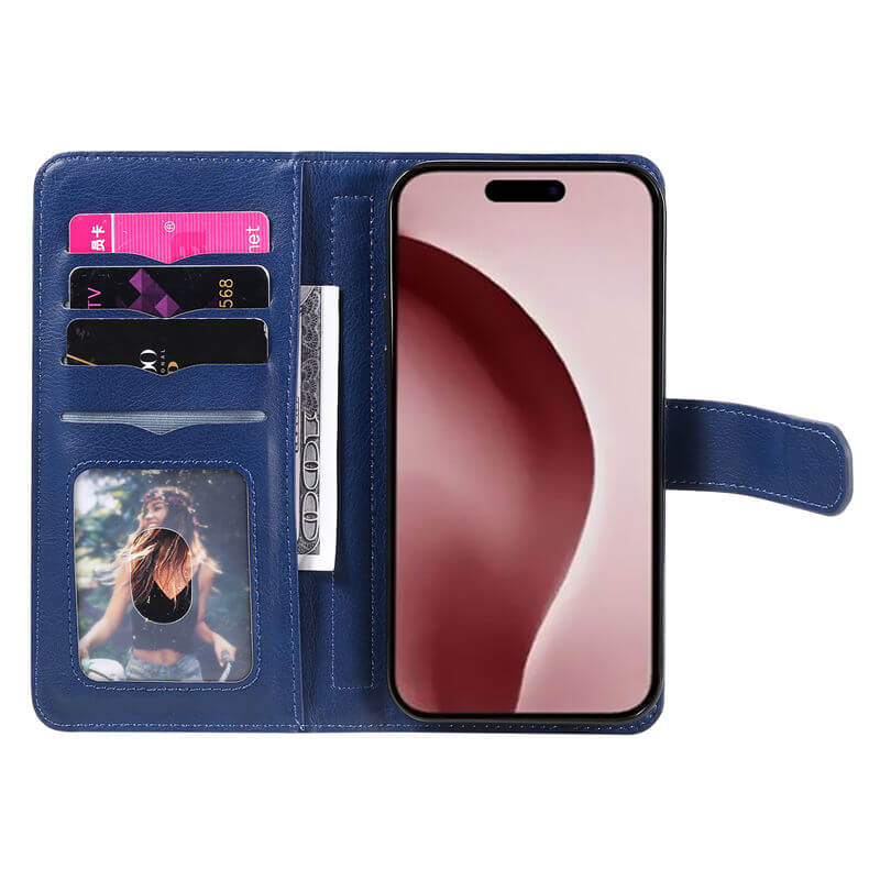 For iPhone 16 Pro Wallet 10 Card Slots Leather Case