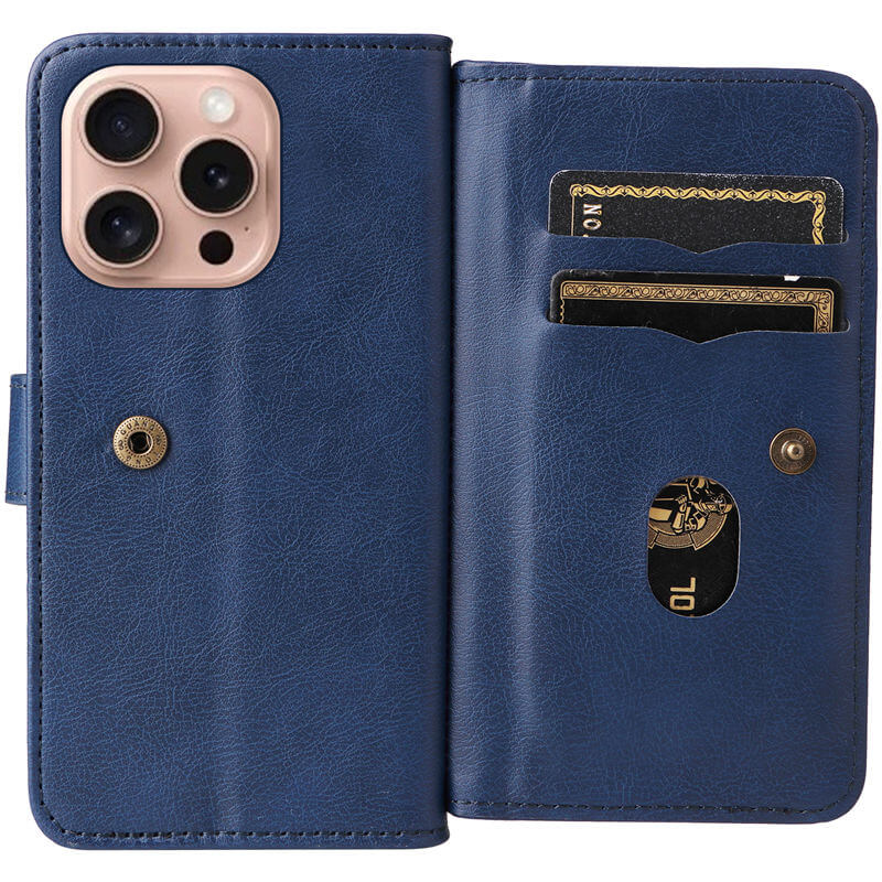 For iPhone 16 Pro Wallet 10 Card Slots Leather Case