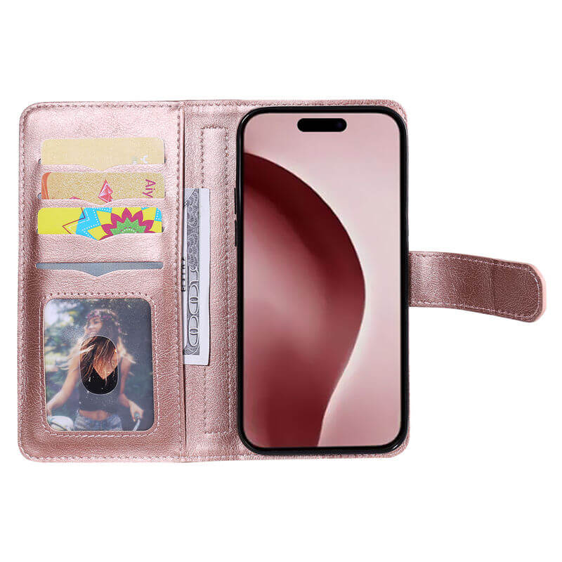 For iPhone 16 Pro Wallet 10 Card Slots Leather Case