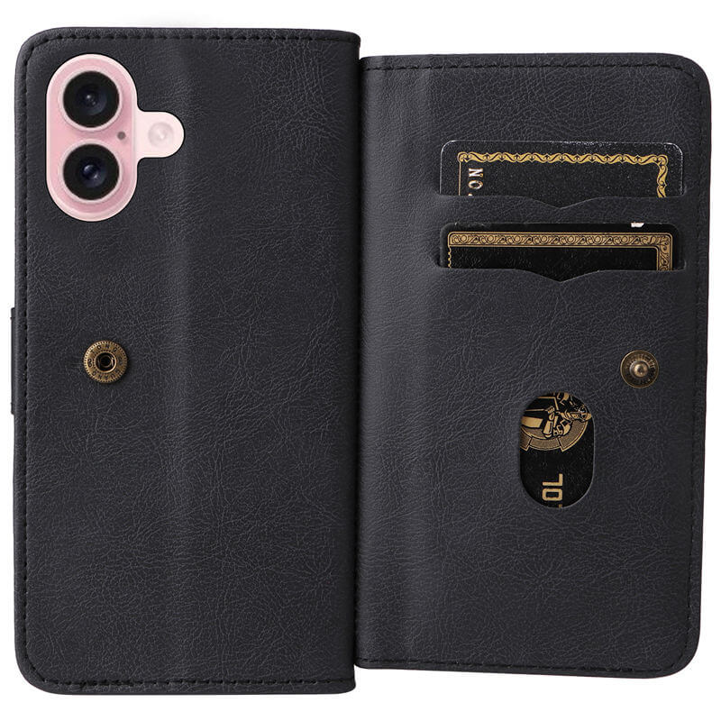 For iPhone 16 Wallet 10 Card Slots Leather Case