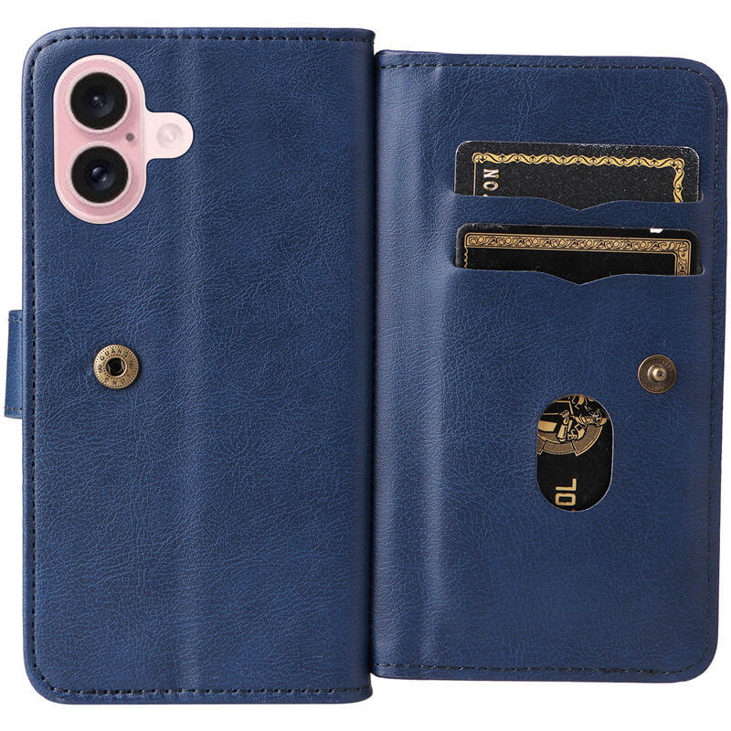 For iPhone 16 Wallet 10 Card Slots Leather Case