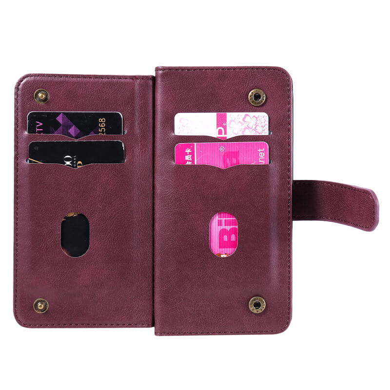 For iPhone 16 Wallet 10 Card Slots Leather Case