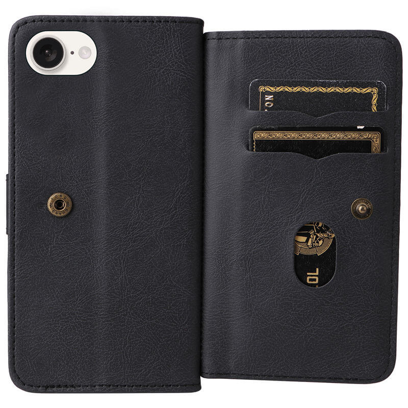 For iPhone 16e Wallet 10 Card Slots Leather Case