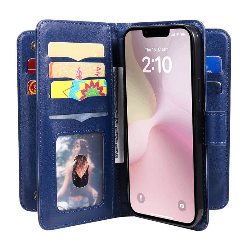 For iPhone SE 2024 Wallet 10 Card Slots Leather Case