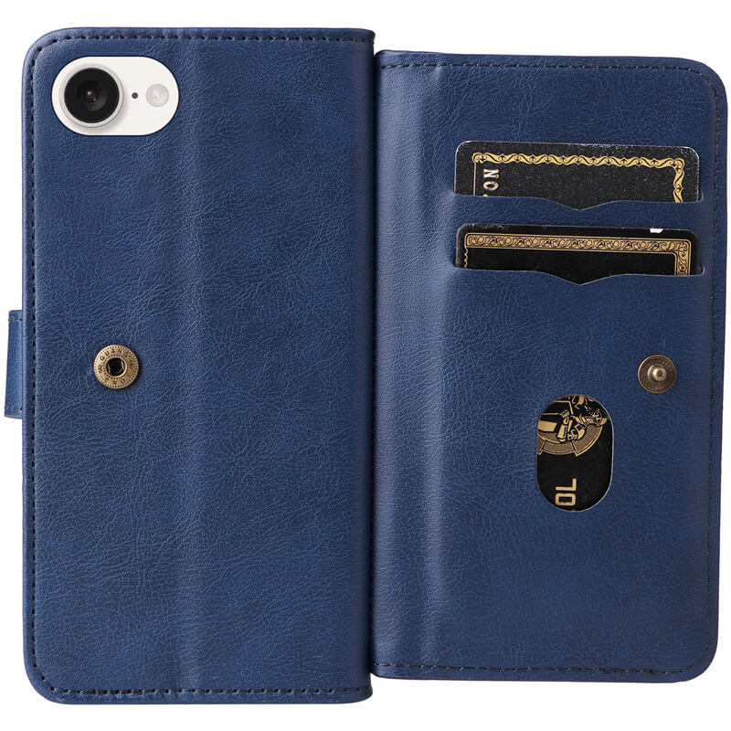 For iPhone 16e Wallet 10 Card Slots Leather Case