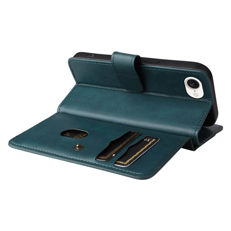 For iPhone 16e Wallet 10 Card Slots Leather Case