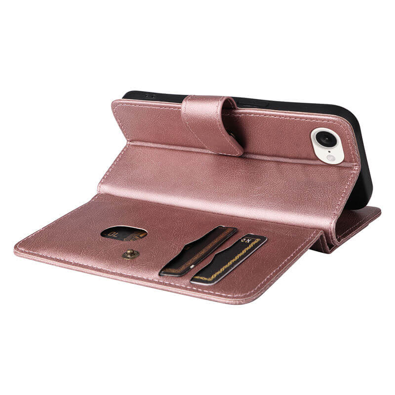 For iPhone 16e Wallet 10 Card Slots Leather Case