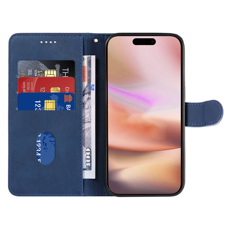 For iPhone 16 Plus Imprinted Line Wallet Magnetic Kickstand Case