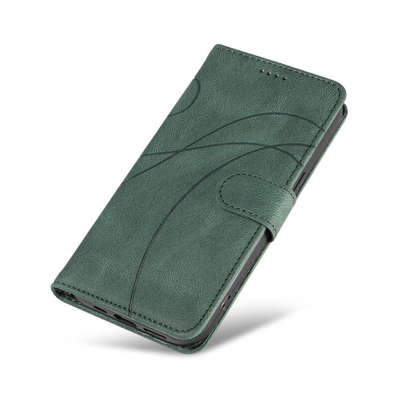 For iPhone 16 Plus Imprinted Line Wallet Magnetic Kickstand Case