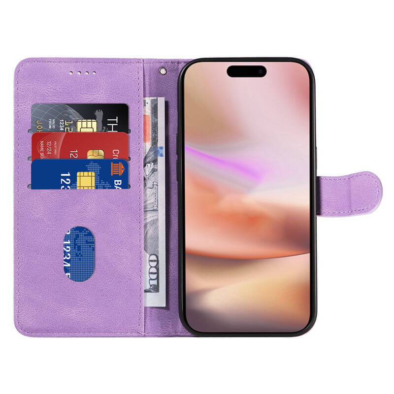 For iPhone 16 Plus Imprinted Line Wallet Magnetic Kickstand Case