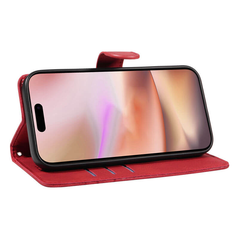 For iPhone 16 Plus Imprinted Line Wallet Magnetic Kickstand Case