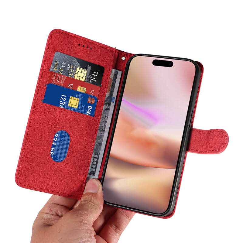 For iPhone 16 Plus Imprinted Line Wallet Magnetic Kickstand Case