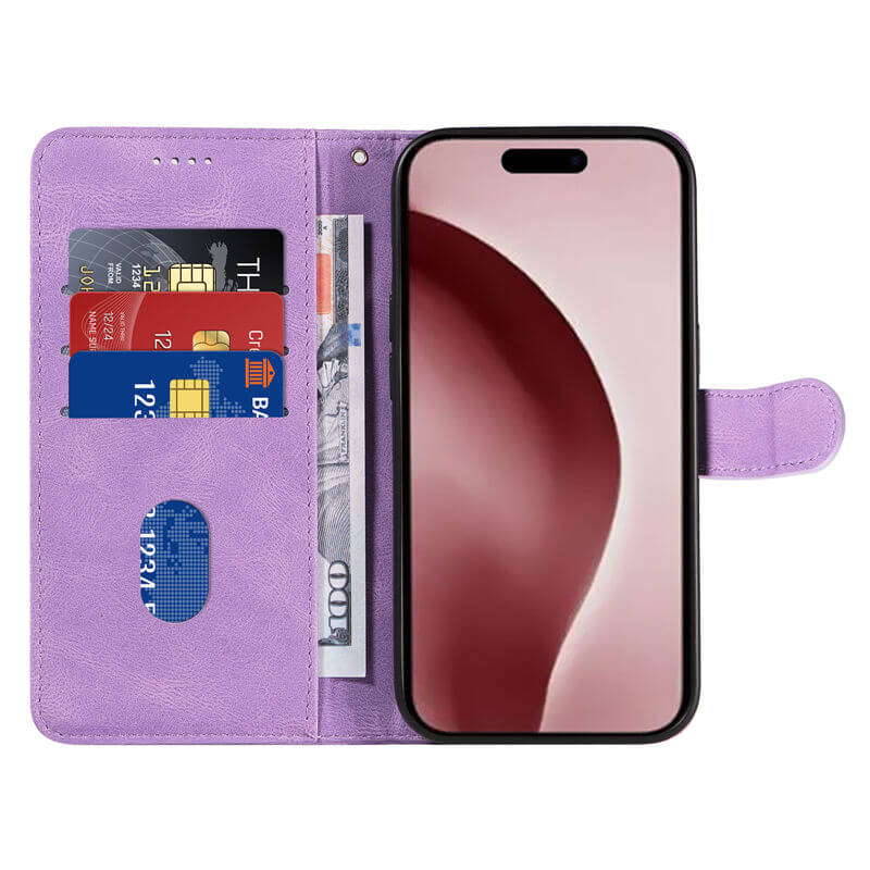 For iPhone 16 Pro Max Imprinted Line Wallet Magnetic Kickstand Case