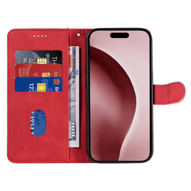 For iPhone 16 Pro Max Imprinted Line Wallet Magnetic Kickstand Case