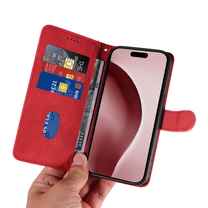 For iPhone 16 Pro Max Imprinted Line Wallet Magnetic Kickstand Case