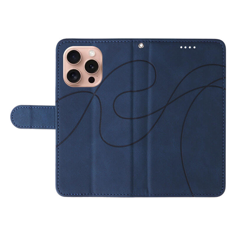 For iPhone 16 Pro Imprinted Line Wallet Magnetic Kickstand Case