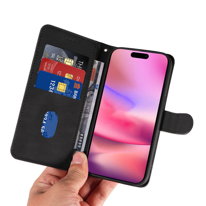 For iPhone 16 Imprinted Line Wallet Magnetic Kickstand Case