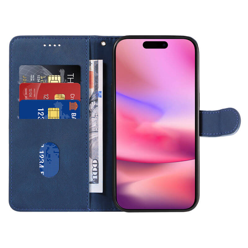 For iPhone 16 Imprinted Line Wallet Magnetic Kickstand Case