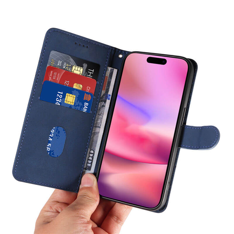 For iPhone 16 Imprinted Line Wallet Magnetic Kickstand Case