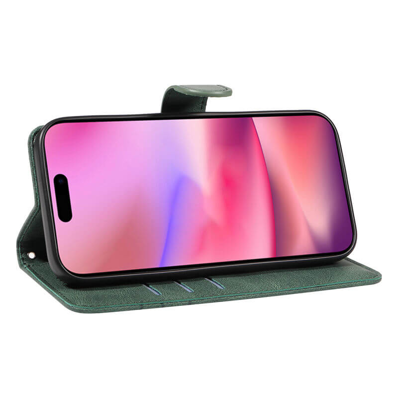 For iPhone 16 Imprinted Line Wallet Magnetic Kickstand Case