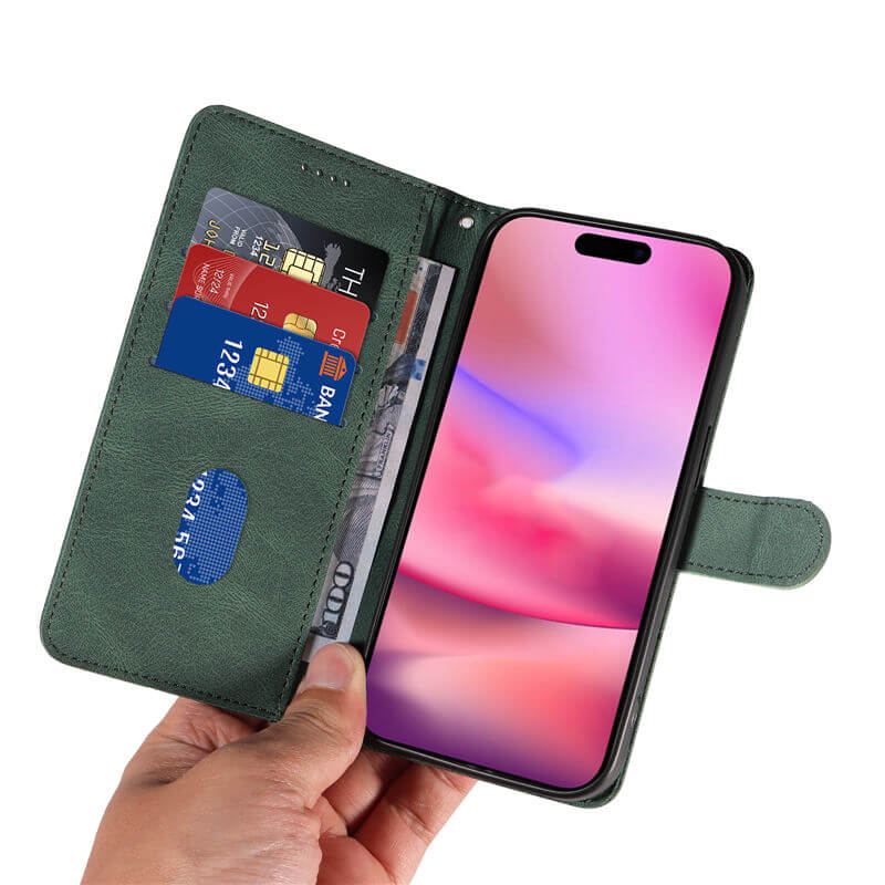 For iPhone 16 Imprinted Line Wallet Magnetic Kickstand Case