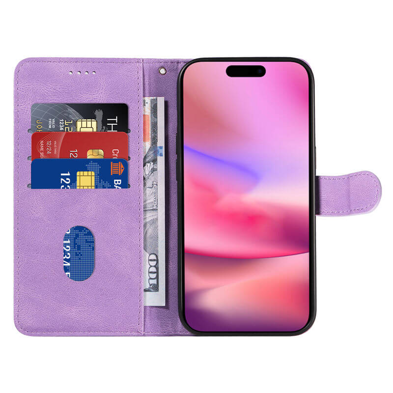 For iPhone 16 Imprinted Line Wallet Magnetic Kickstand Case