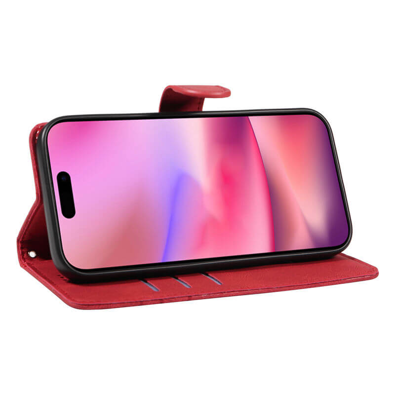 For iPhone 16 Imprinted Line Wallet Magnetic Kickstand Case