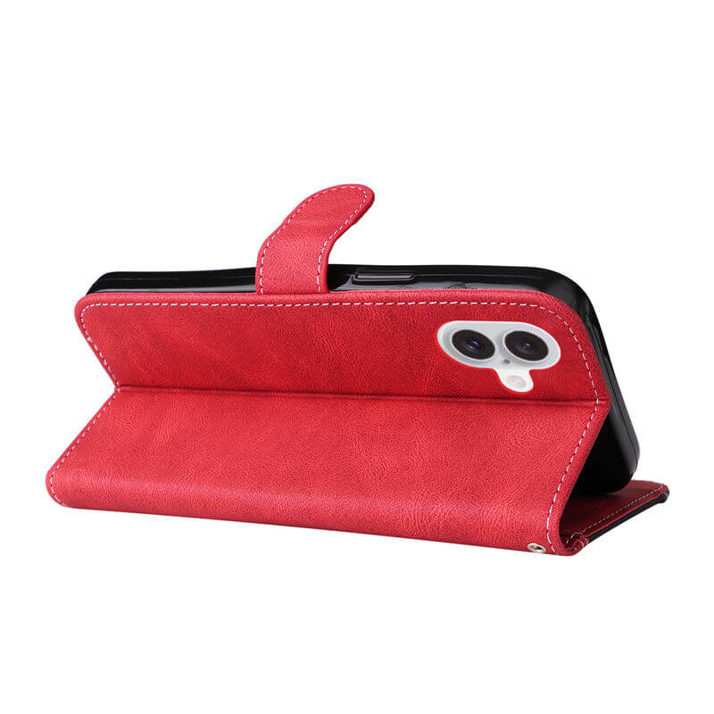 For iPhone 16 Plus Three-Color Splicing Wallet Kickstand Case