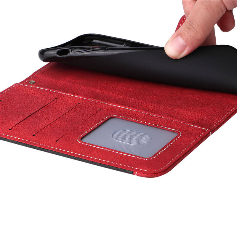 For iPhone 16 Plus Three-Color Splicing Wallet Kickstand Case