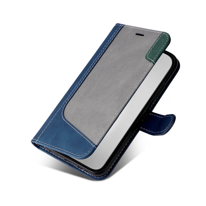 For iPhone 16 Pro Max Three-Color Splicing Wallet Kickstand Case