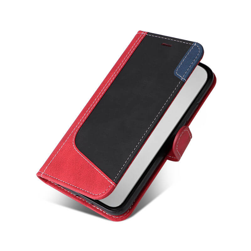 For iPhone 16 Pro Max Three-Color Splicing Wallet Kickstand Case