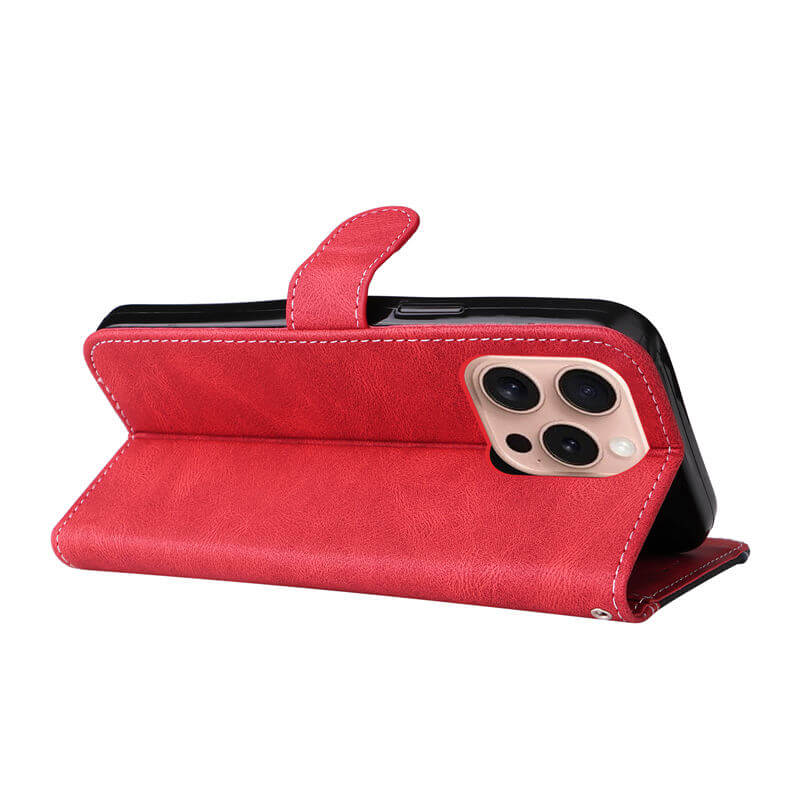 For iPhone 16 Pro Three-Color Splicing Wallet Kickstand Case