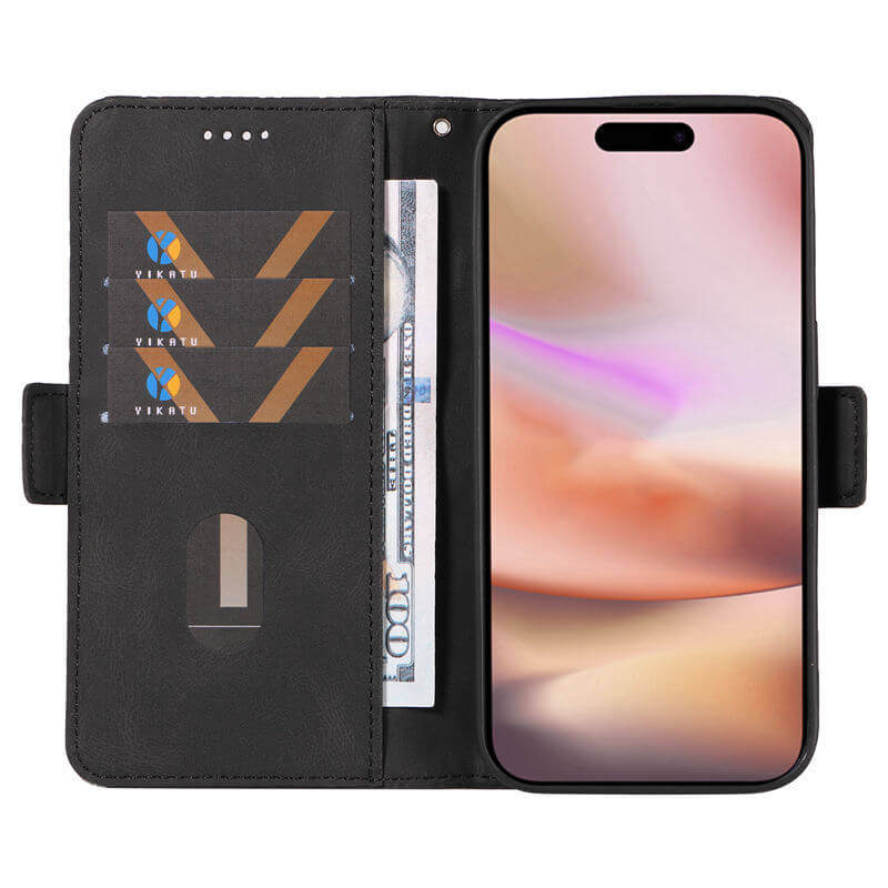 For iPhone 16 Plus Color Splicing Wallet Kickstand Magnetic Case