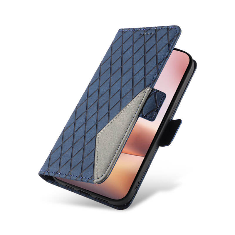 For iPhone 16 Plus Color Splicing Wallet Kickstand Magnetic Case