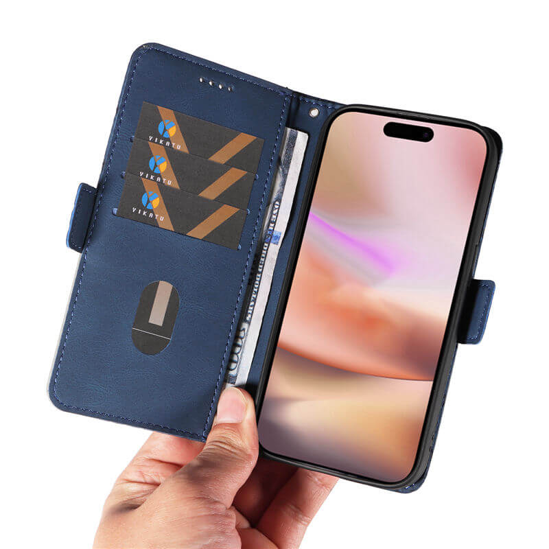 For iPhone 16 Plus Color Splicing Wallet Kickstand Magnetic Case