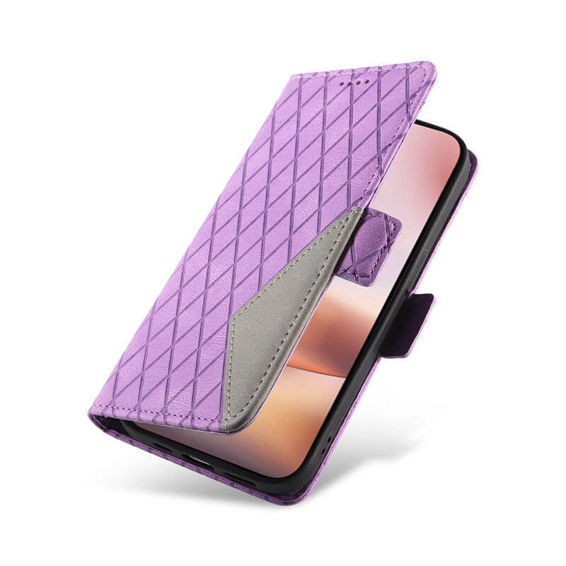 For iPhone 16 Plus Color Splicing Wallet Kickstand Magnetic Case