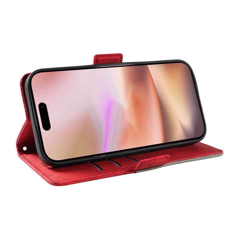 For iPhone 16 Plus Color Splicing Wallet Kickstand Magnetic Case