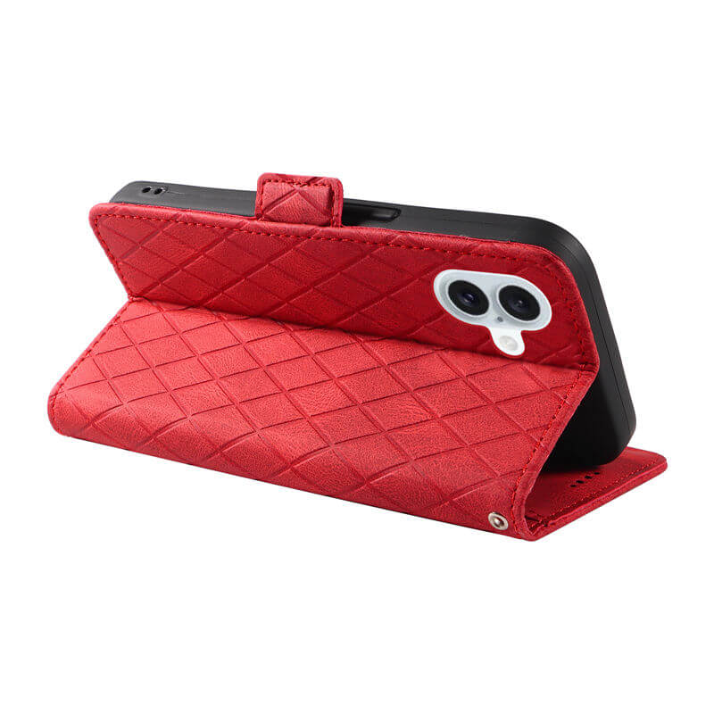 For iPhone 16 Plus Color Splicing Wallet Kickstand Magnetic Case