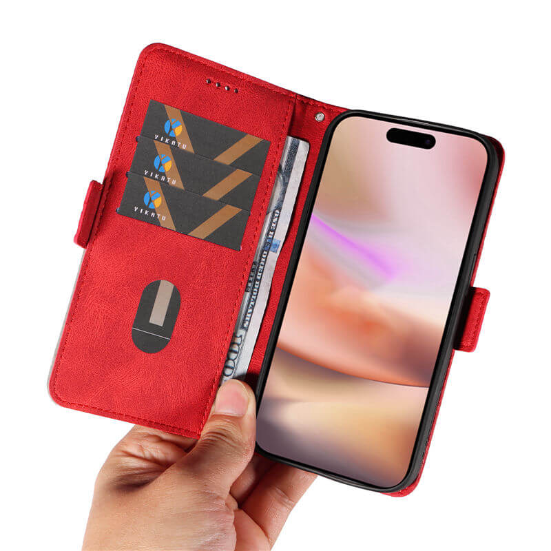 For iPhone 16 Plus Color Splicing Wallet Kickstand Magnetic Case