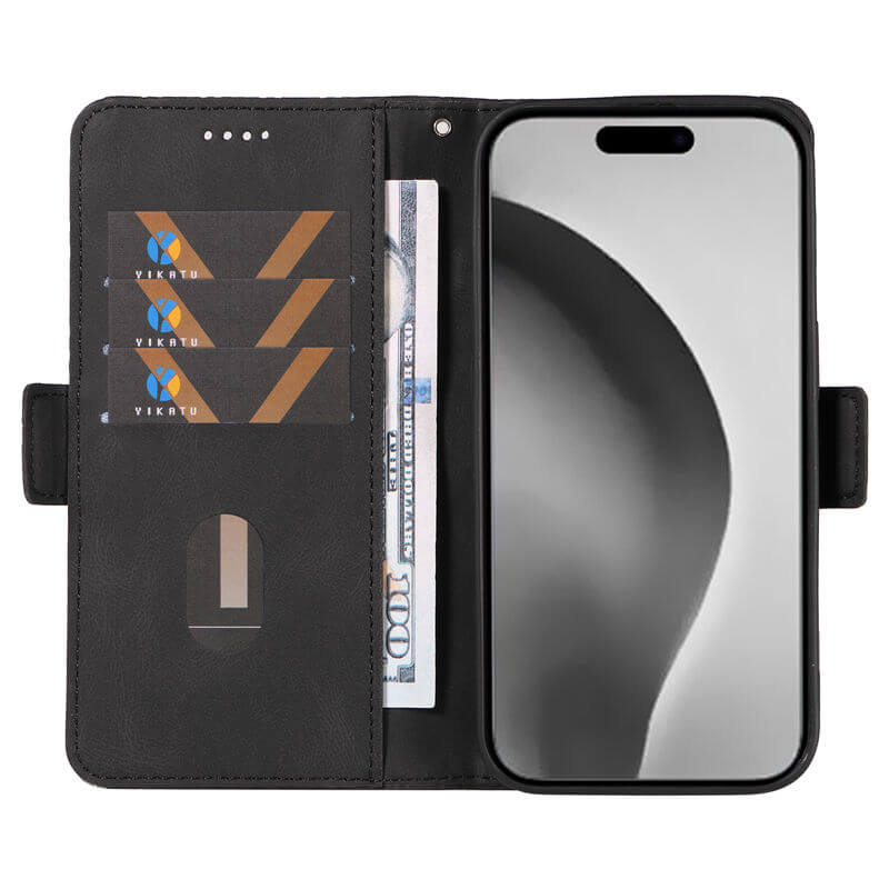 For iPhone 16 Pro Max Color Splicing Wallet Kickstand Magnetic Case