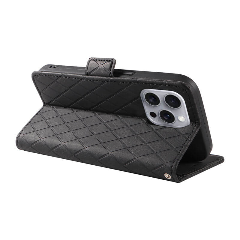 For iPhone 16 Pro Max Color Splicing Wallet Kickstand Magnetic Case