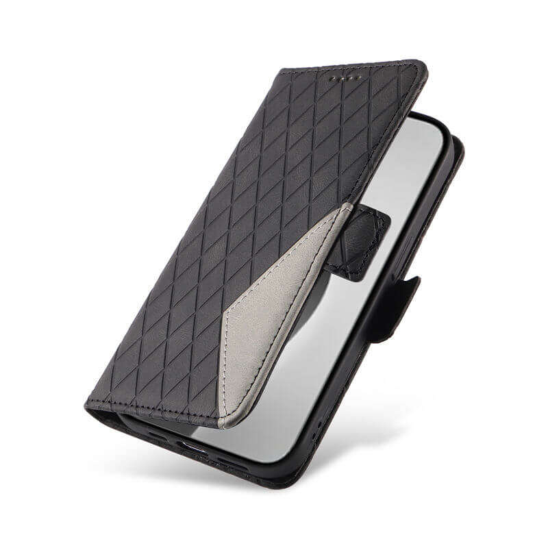 For iPhone 16 Pro Max Color Splicing Wallet Kickstand Magnetic Case