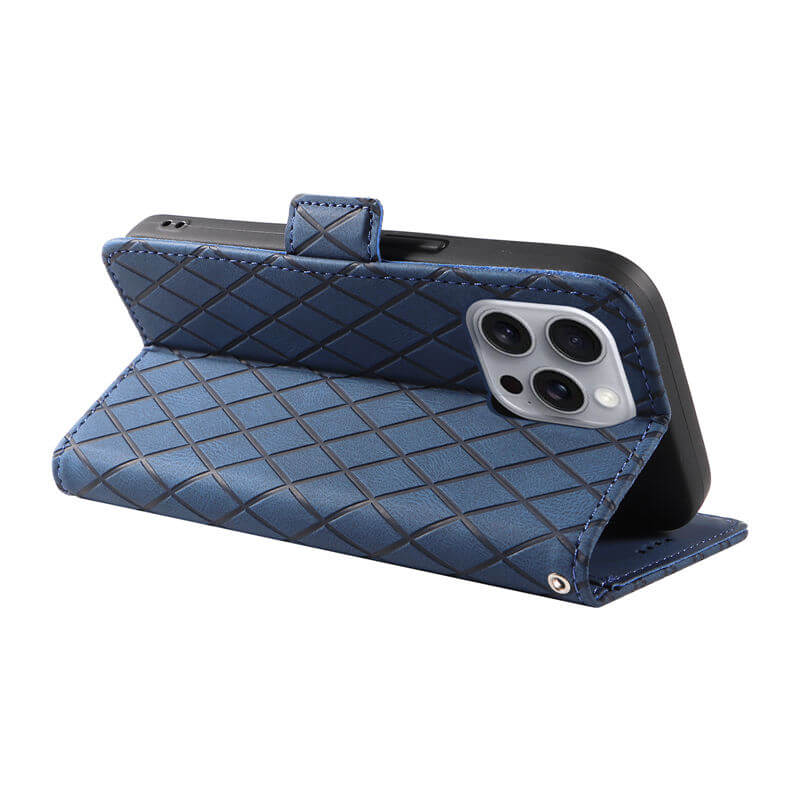 For iPhone 16 Pro Max Color Splicing Wallet Kickstand Magnetic Case