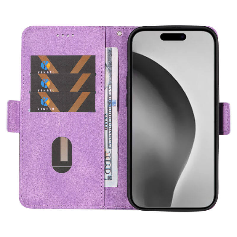 For iPhone 16 Pro Max Color Splicing Wallet Kickstand Magnetic Case