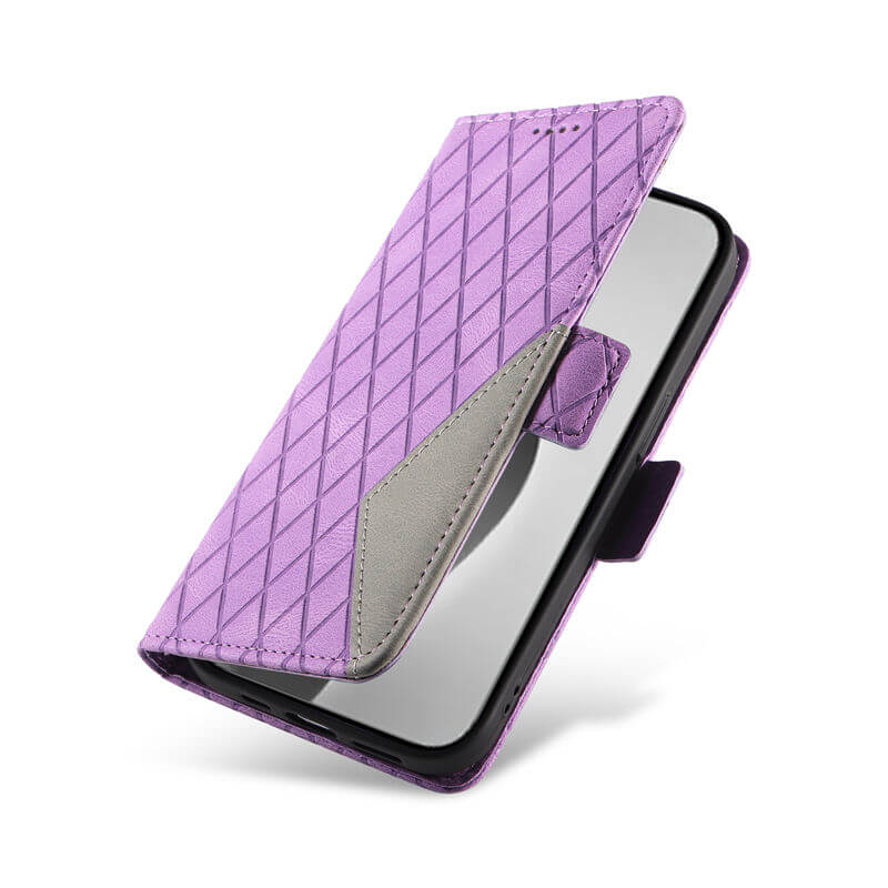 For iPhone 16 Pro Max Color Splicing Wallet Kickstand Magnetic Case