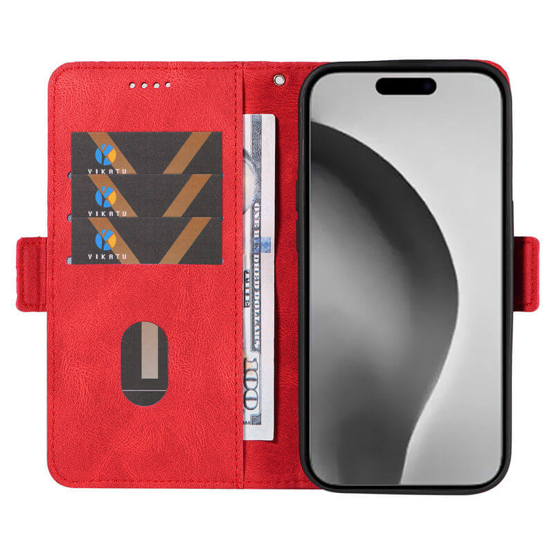 For iPhone 16 Pro Max Color Splicing Wallet Kickstand Magnetic Case