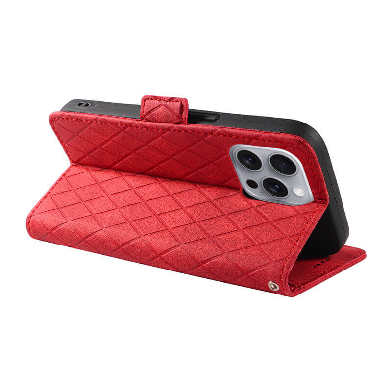 For iPhone 16 Pro Max Color Splicing Wallet Kickstand Magnetic Case