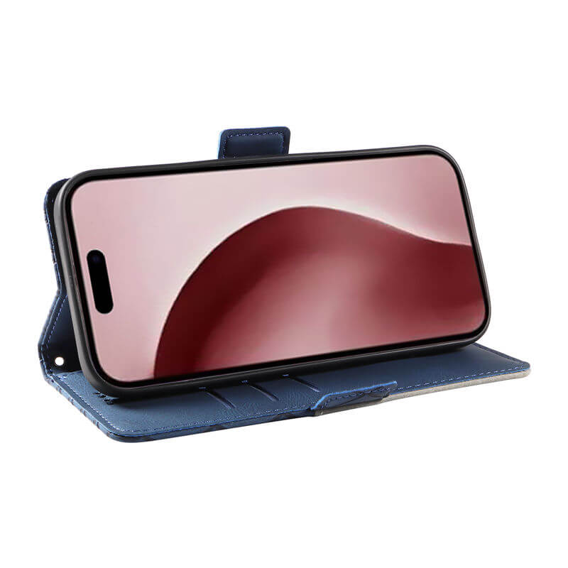 For iPhone 16 Pro Color Splicing Wallet Kickstand Magnetic Case