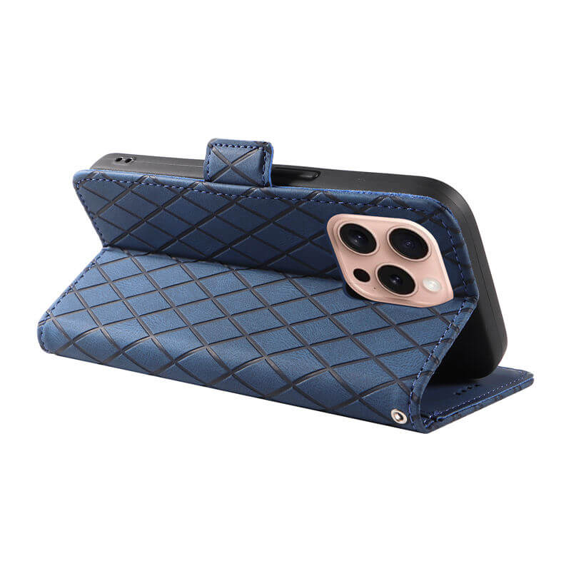 For iPhone 16 Pro Color Splicing Wallet Kickstand Magnetic Case