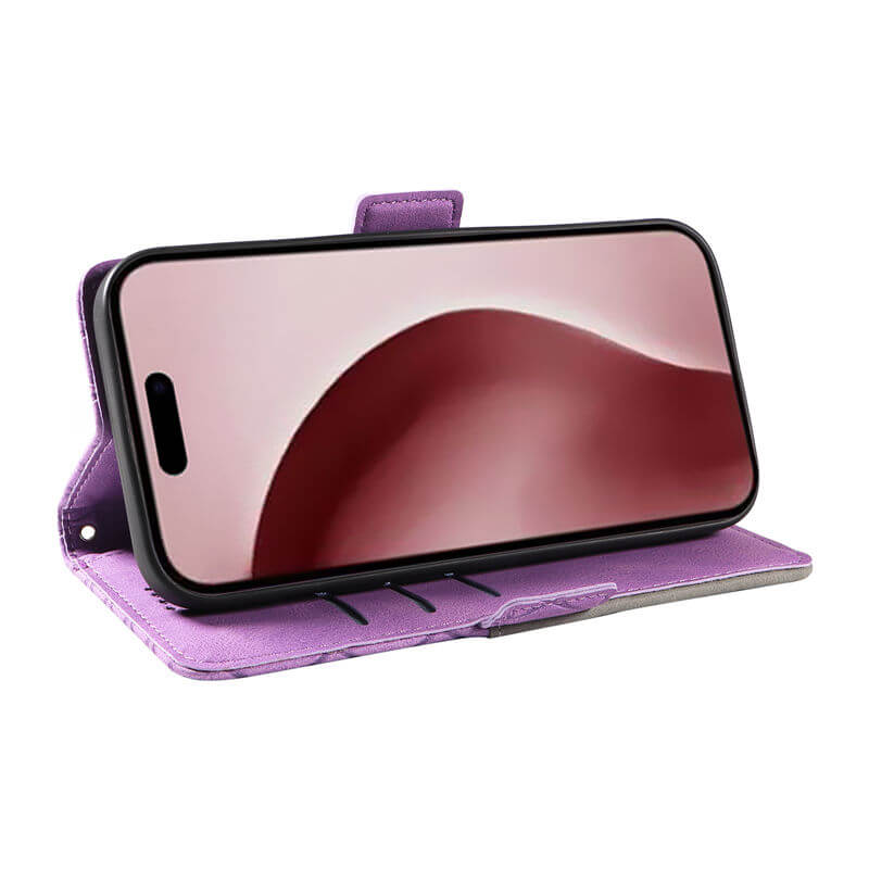 For iPhone 16 Pro Color Splicing Wallet Kickstand Magnetic Case